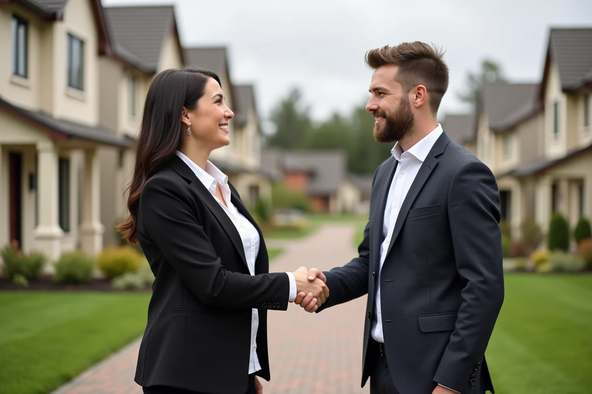 Agent immobilier serrant la main d