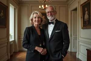 Couple élégant dans un foyer parisien classique