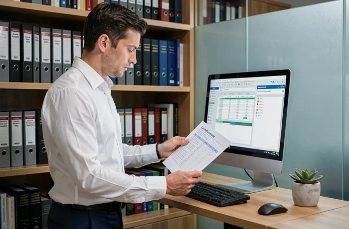 Gestionnaire RH saisissant des données de cotisations sociales dans un logiciel de paie avec accompagnement expert