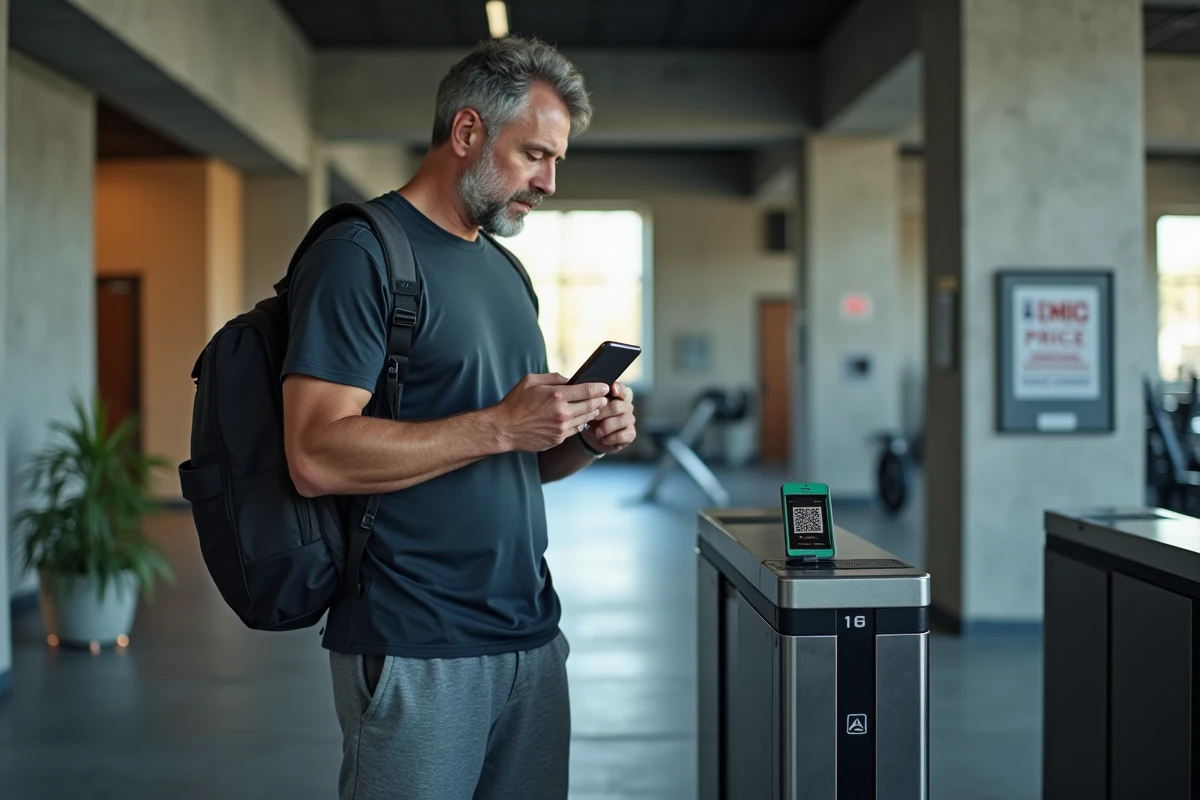 Homme utilisant son smartphone pour scanner un code QR à l