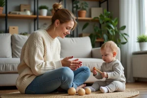 Jeune maman se relaxant en massage naturel à la maison