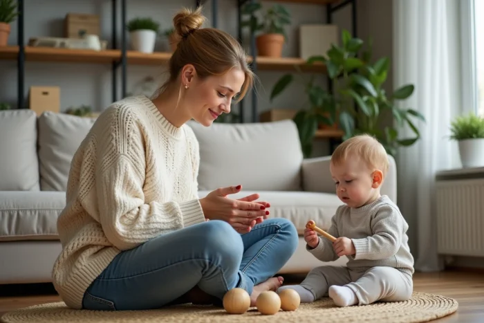 Jeune maman se relaxant en massage naturel à la maison